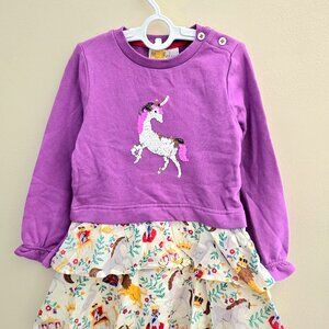NWOT Mini Boden Sequin Unicorn London Print Sweatshirt Dress Sz 3-4